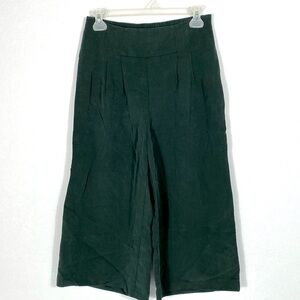 Oliver Bonas Dark Green Wide-Leg Crop Pants size 8